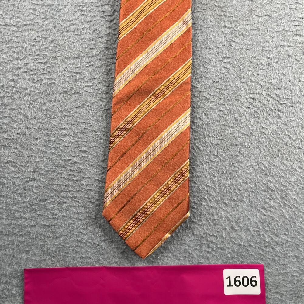 Hugo Boss Necktie Coral Diagonal Striped Silk Made In Italy